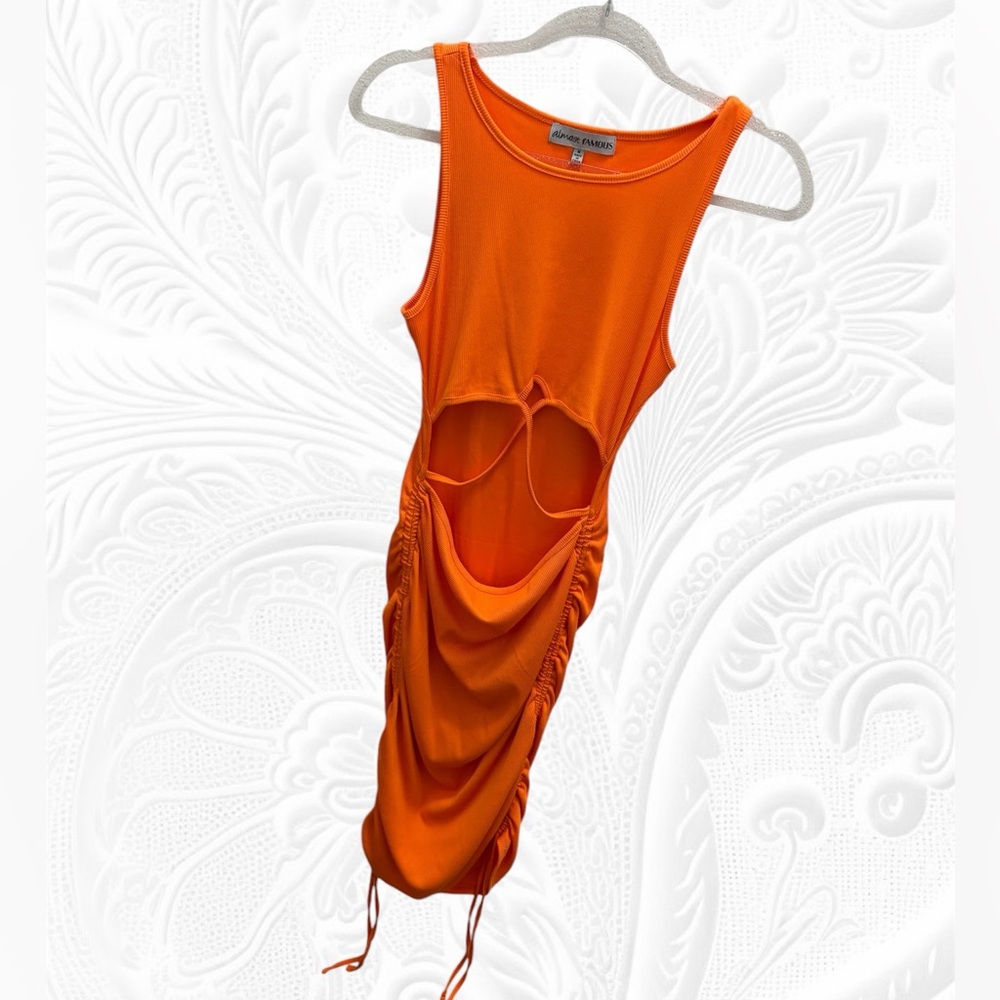 Almost famous bright orange midi dress